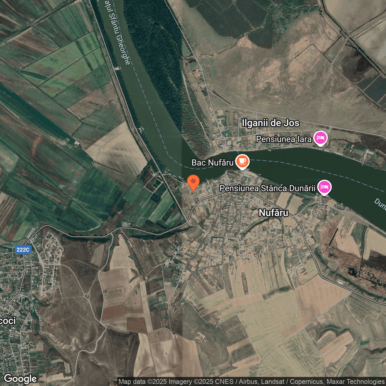 Poza harta hybrid, zoom 14, adresa Nufaru Tulcea, , judetul 