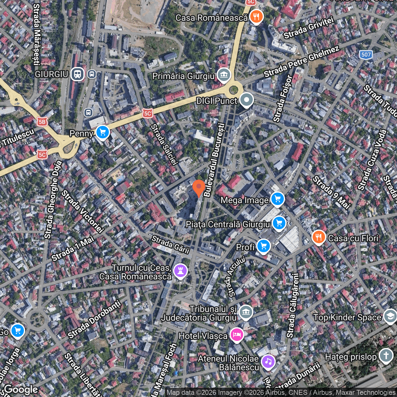 Poza harta hybrid, zoom 16, adresa Giurgiu, Bulevardul București, bloc 9/25, , judetul