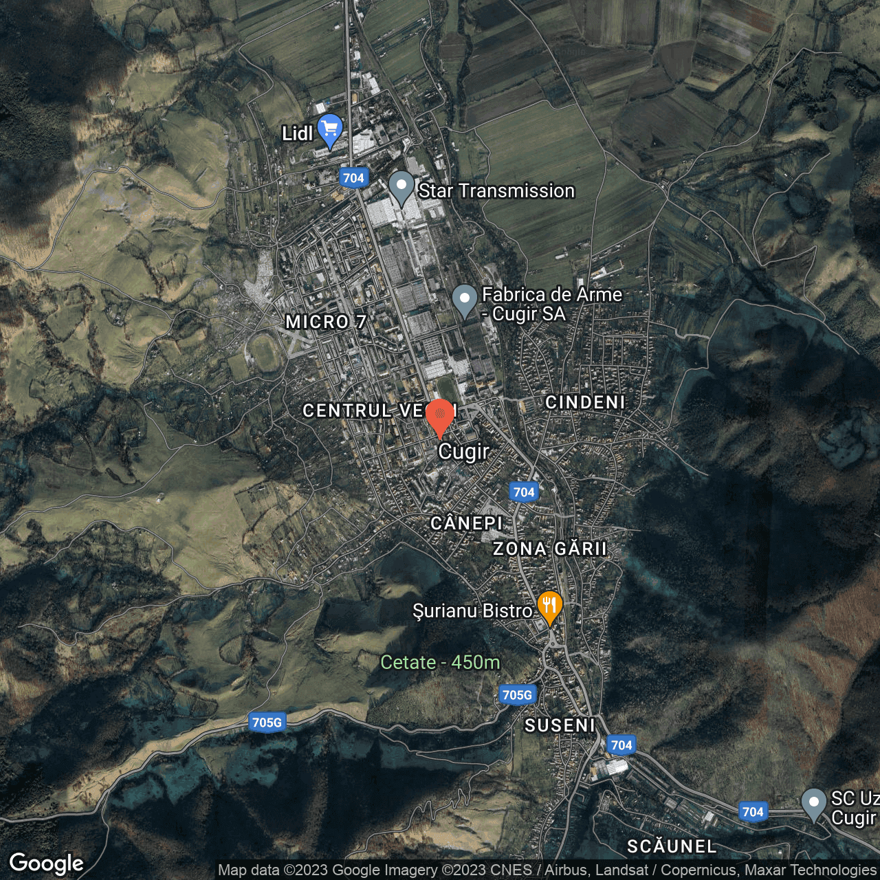 Poza harta hybrid, zoom 14, adresa Victoriei 1 Cugir, , judetul