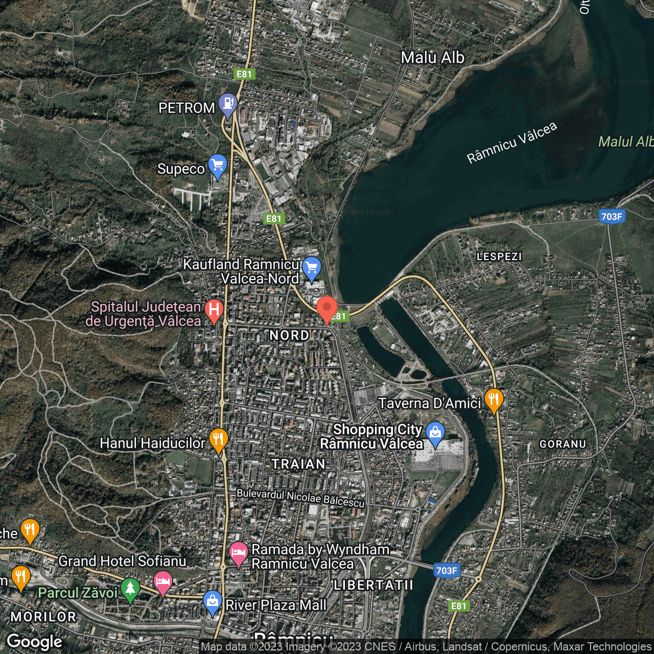 Poza harta hybrid, zoom 14, adresa Republicii 35 Ramnicu Valcea, , judetul