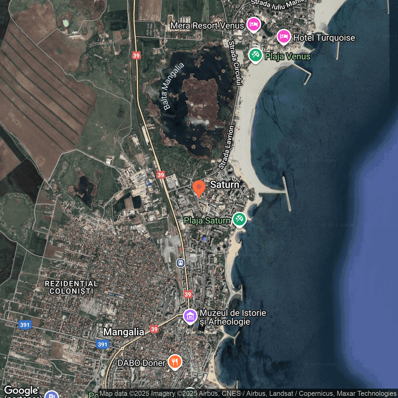 Poza harta hybrid, zoom 14, adresa Ansamblu Sunshine SATURN Mangalia Constanta, , judetul