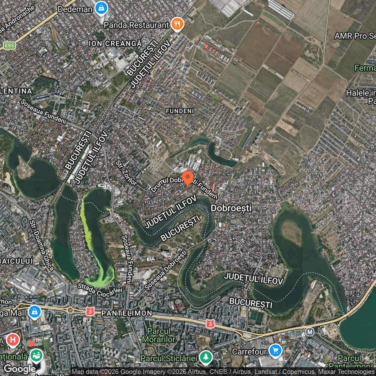 Poza harta hybrid, zoom 14, adresa Strada Trandafirilor nr. 11 Dobroiesti, , judetul