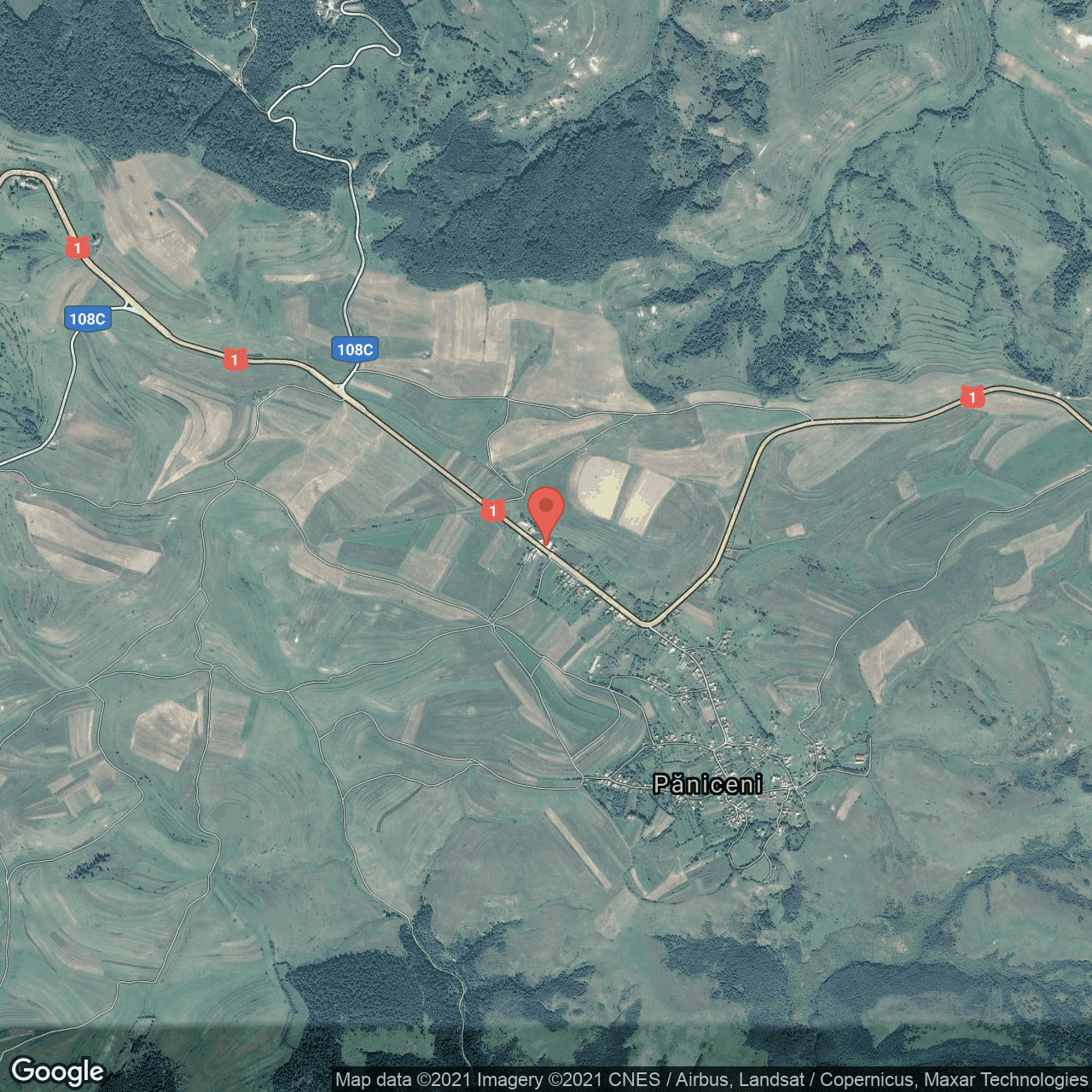 Poza harta hybrid, zoom 14, adresa Paniceni, judetul Cluj
