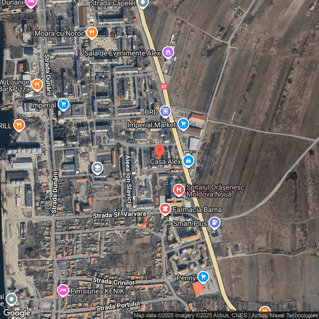 Poza harta hybrid, zoom 16, adresa Moldova Veche, jud. Caras-Severin, , judetul