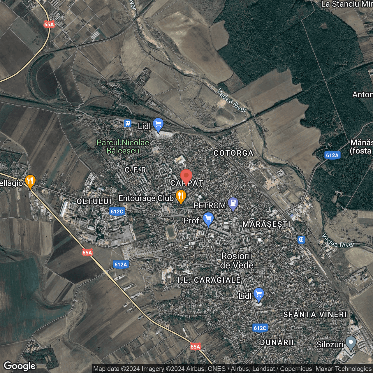 Poza harta hybrid, zoom 14, adresa Rosiori de Vede, str. Carpati nr. 60, , judetul