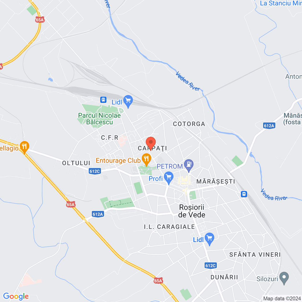 Poza harta streetview, zoom 14, adresa Rosiori de Vede, str. Carpati nr. 60, , judetul