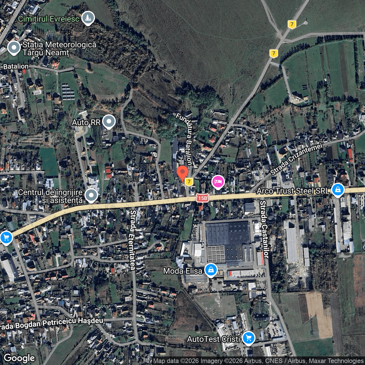 Poza harta hybrid, zoom 16, adresa Târgu Neamţ, str. Libertăţii nr. 1, jud. Neamţ, , judetul