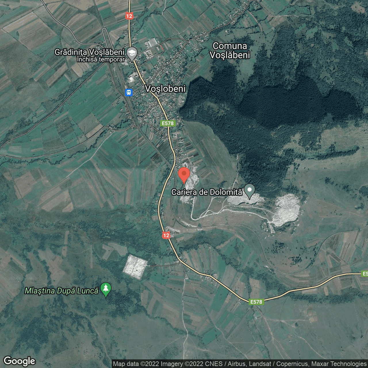 Poza harta hybrid, zoom 14, adresa Voslabeni, judetul Harghita