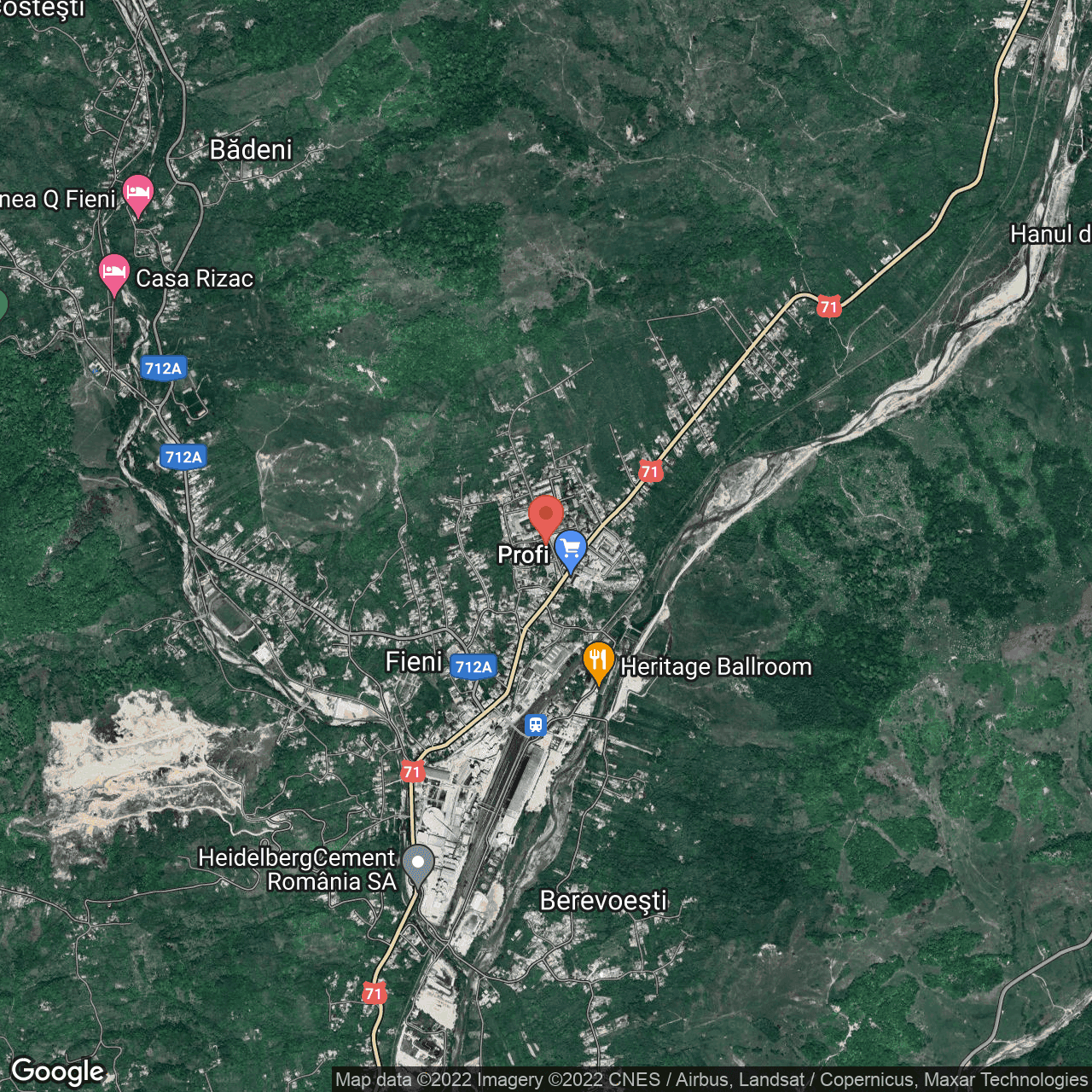 Poza harta hybrid, zoom 14, adresa Fieni, Fieni, judetul Dambovita