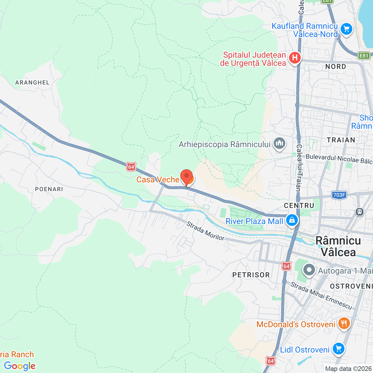 Poza harta streetview, zoom 14, adresa strada Stirbei Voda nr. 164 - 166 Ramnicu Valcea, , judetul