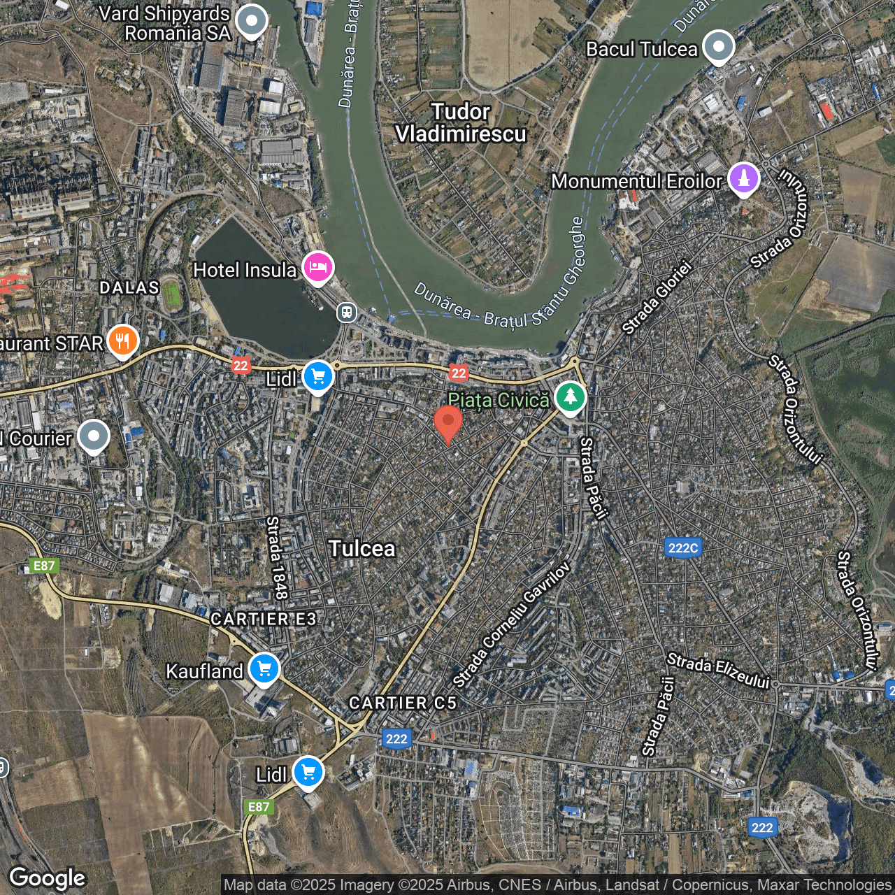 Poza harta hybrid, zoom 14, adresa strada Trandafirilor nr. 26 Tulcea, , judetul