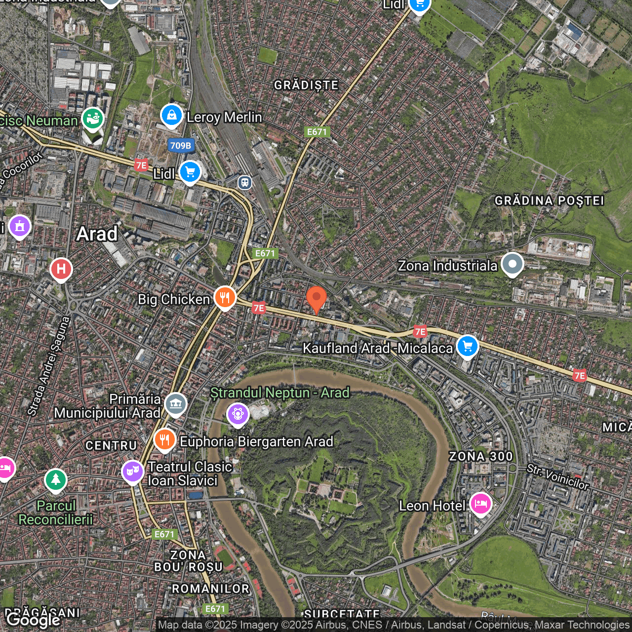 Poza harta hybrid, zoom 14, adresa Arad, Calea Iuliu Maniu, Nr. 55, , judetul