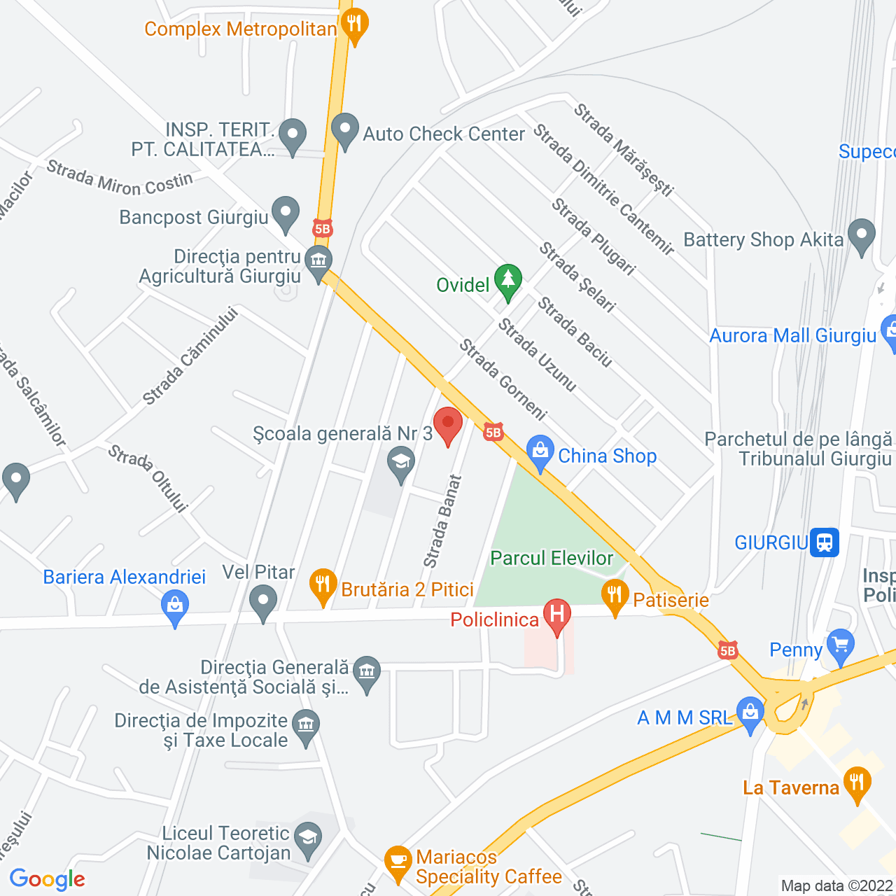 Poza harta streetview, zoom 16, adresa Banat nr. 33, Giurgiu, judetul Giurgiu