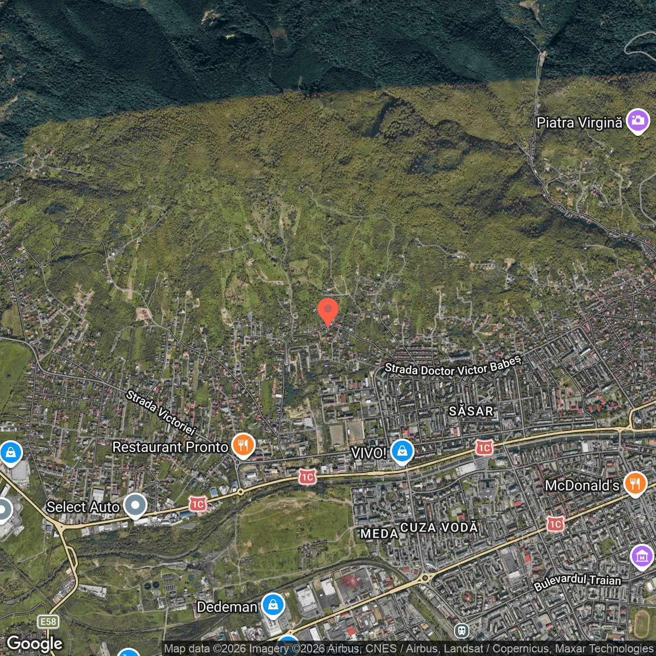 Poza harta hybrid, zoom 14, adresa Baia Mare, str. Grigore Ureche, nr, 25A, jud. Maramureș, , judetul