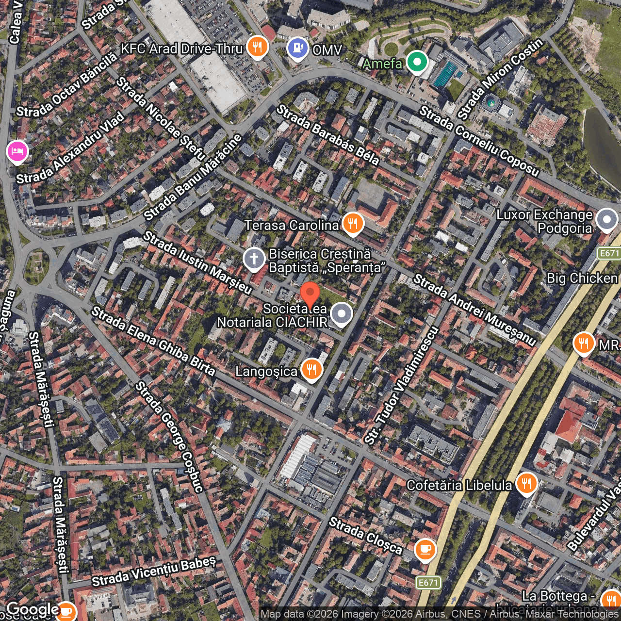 Poza harta hybrid, zoom 16, adresa str. Iustin Marsieu, nr.8, Arad, , judetul