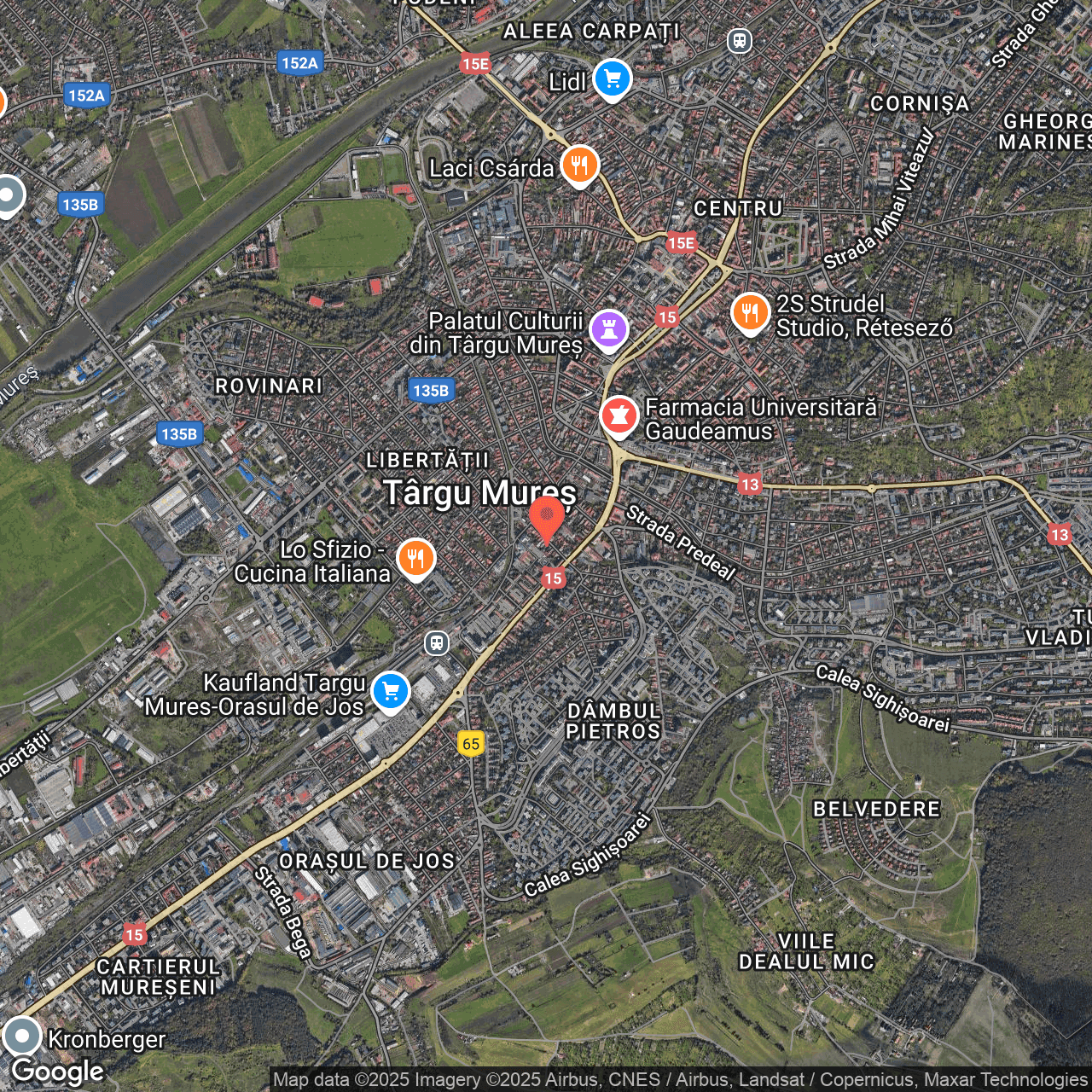 Poza harta hybrid, zoom 14, adresa Târgu Mureș, str. Lăpușna nr. 9, , judetul