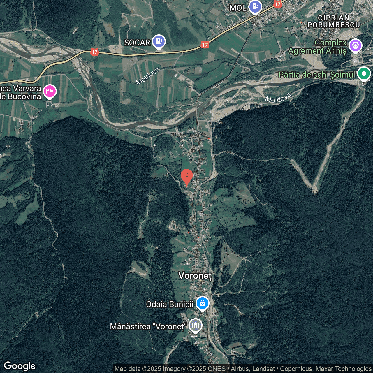 Poza harta hybrid, zoom 14, adresa Voroneţ – Gura Humorului, jud. Suceava, , judetul