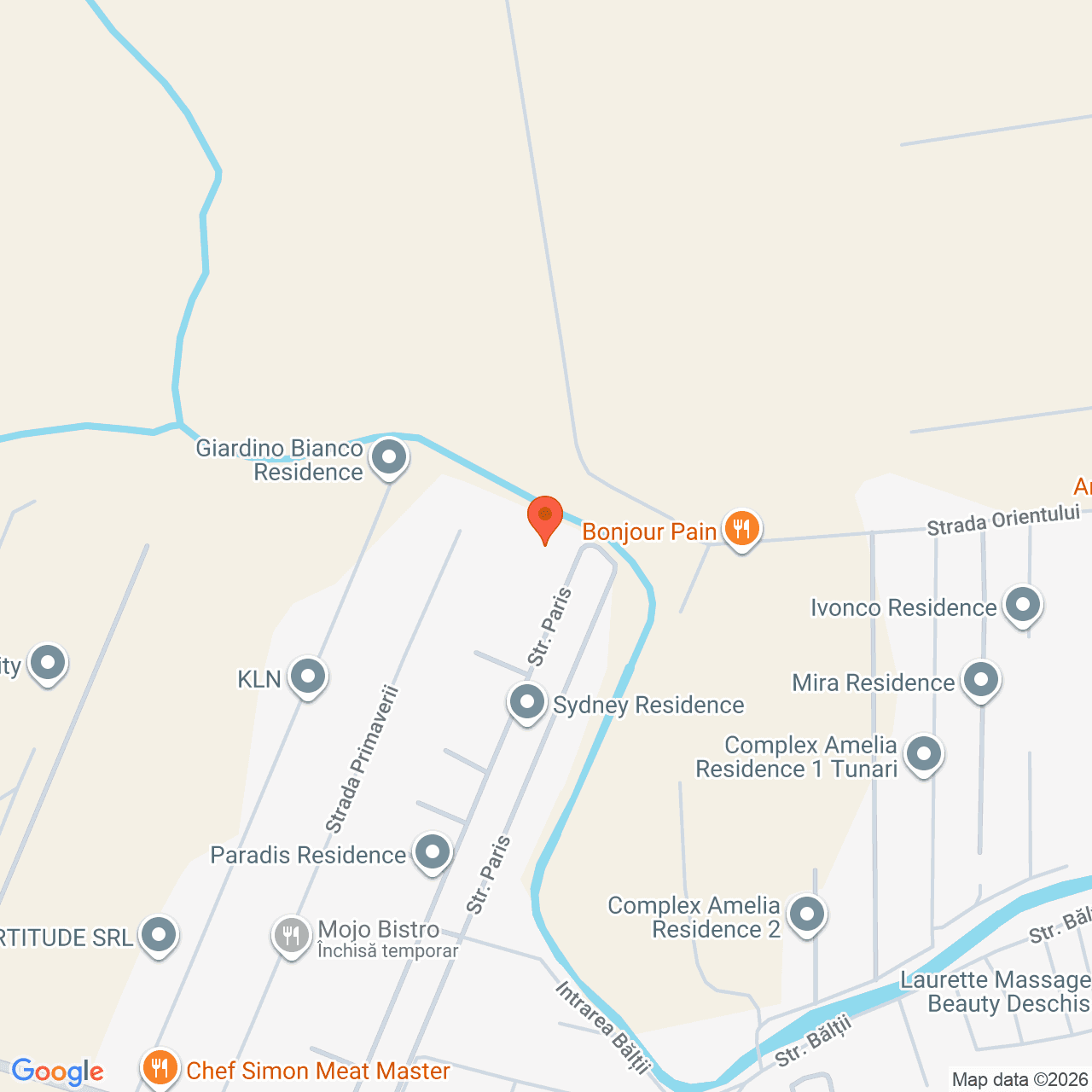 Poza harta streetview, zoom 16, adresa Tunari, Strada Paris, , judetul