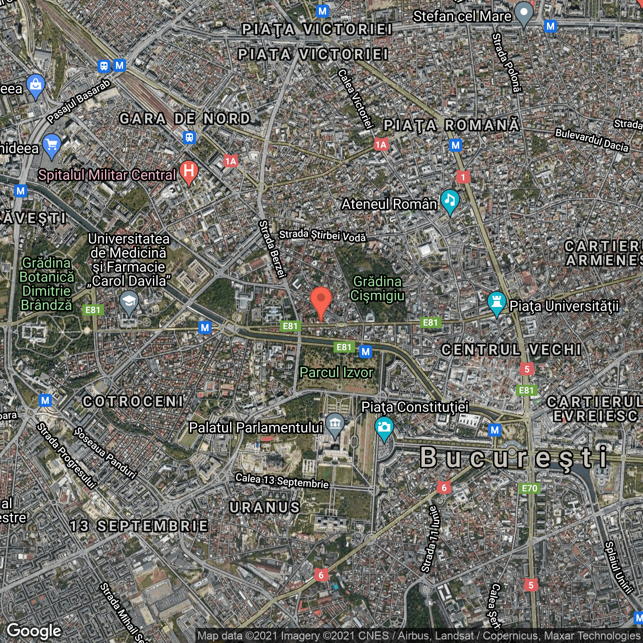 Poza harta hybrid, zoom 14, adresa Mihail Kogalniceanu nr. 12, Bucuresti, judetul Bucuresti Ilfov