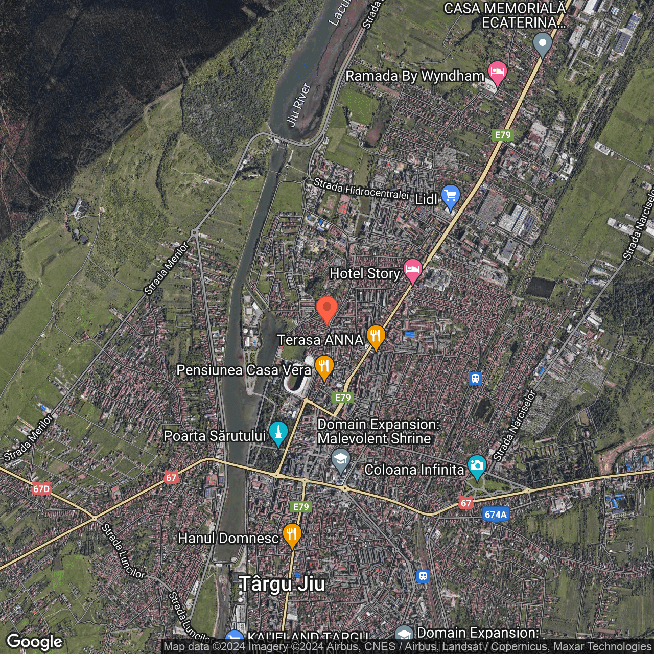 Poza harta hybrid, zoom 14, adresa Târgu Jiu, str. Stefan Octavian Iosif nr. 2B, , judetul