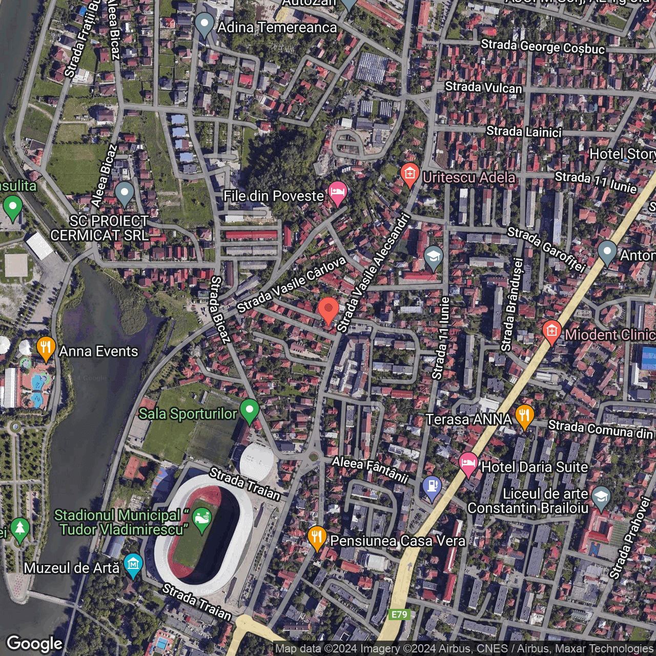 Poza harta hybrid, zoom 16, adresa Târgu Jiu, str. Stefan Octavian Iosif nr. 2B, , judetul