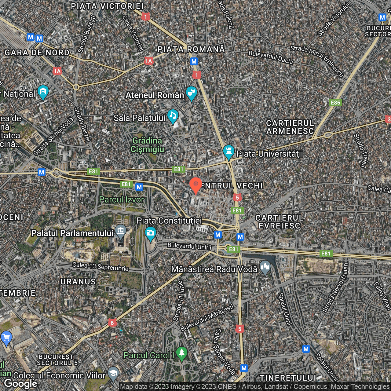 Poza harta hybrid, zoom 14, adresa str Stavropoleos nr. 3, , judetul