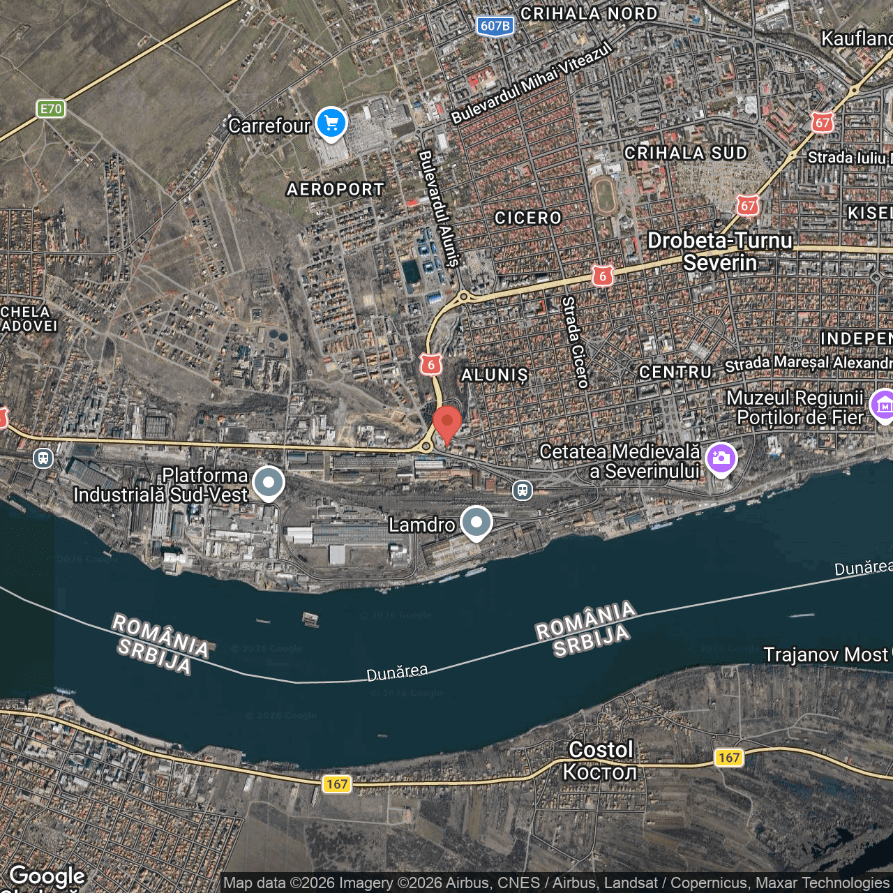 Poza harta hybrid, zoom 14, adresa Bulevardul Carol I, nr. 1A Drobeta Turnu Severin, , judetul