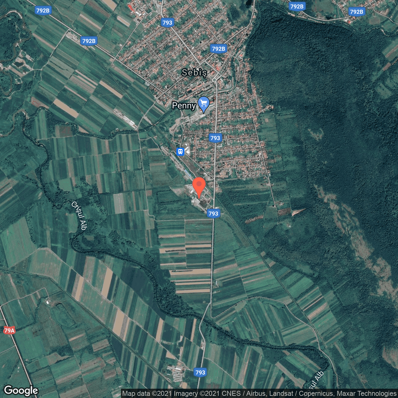 Poza harta hybrid, zoom 14, adresa Sebis, Sebis, judetul Arad