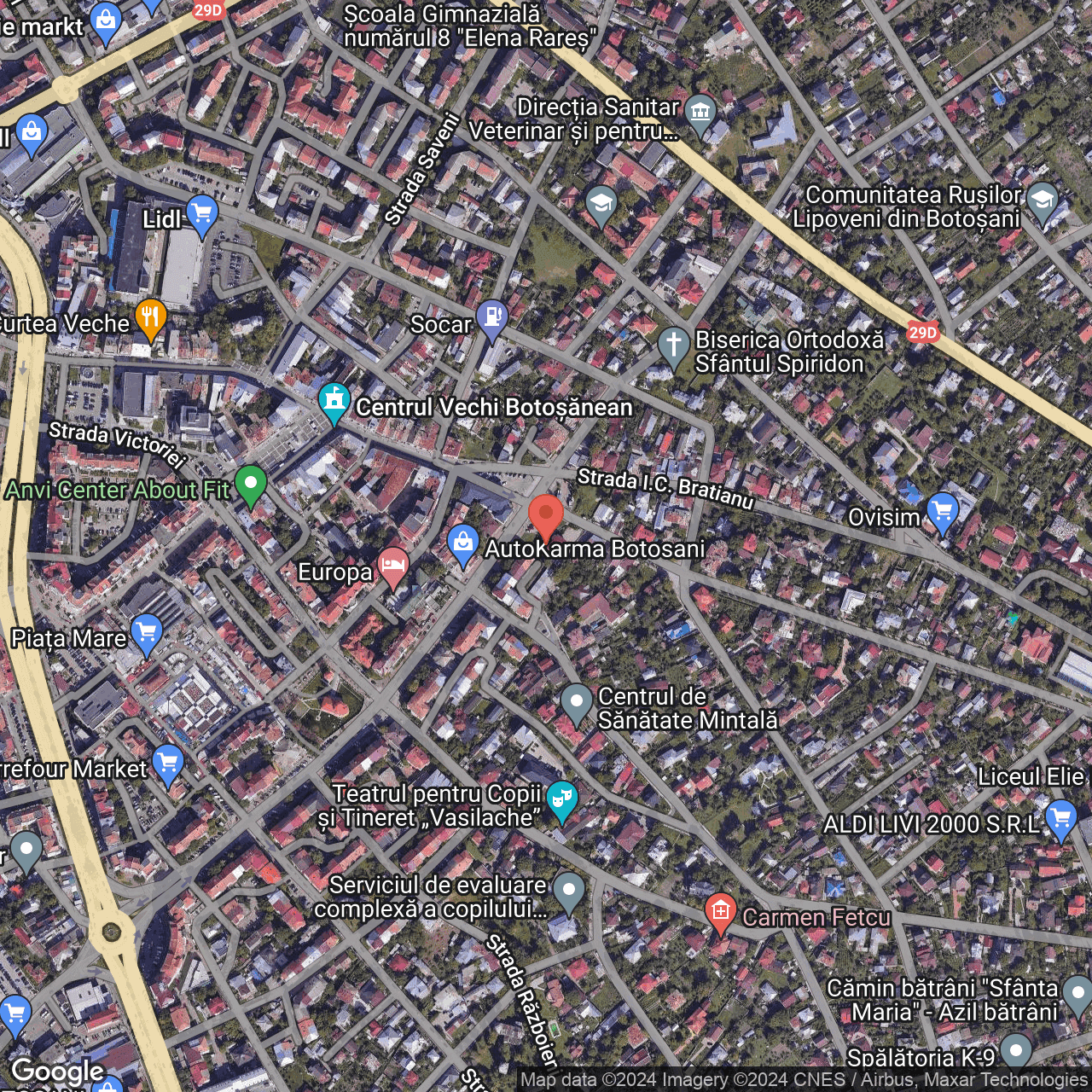 Poza harta hybrid, zoom 16, adresa Botoșani, str. Ion Pillat, nr. 18, , judetul