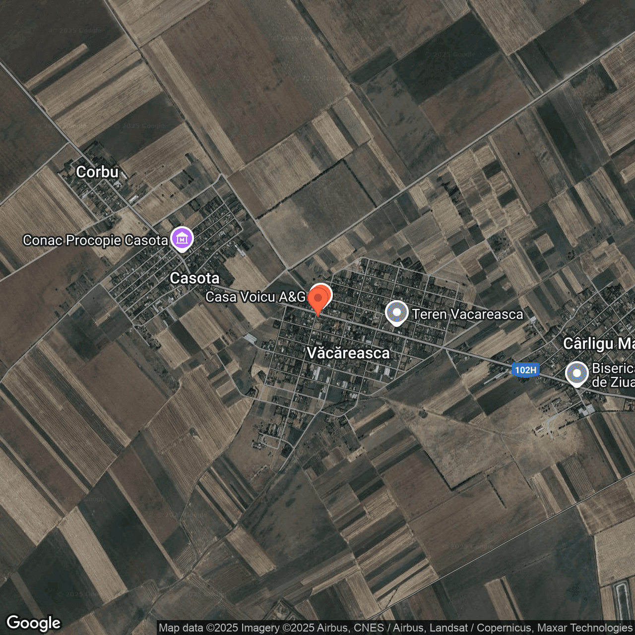 Poza harta hybrid, zoom 14, adresa Comuna Glodeanu-Siliștea, Sat Văcăreasca, , judetul