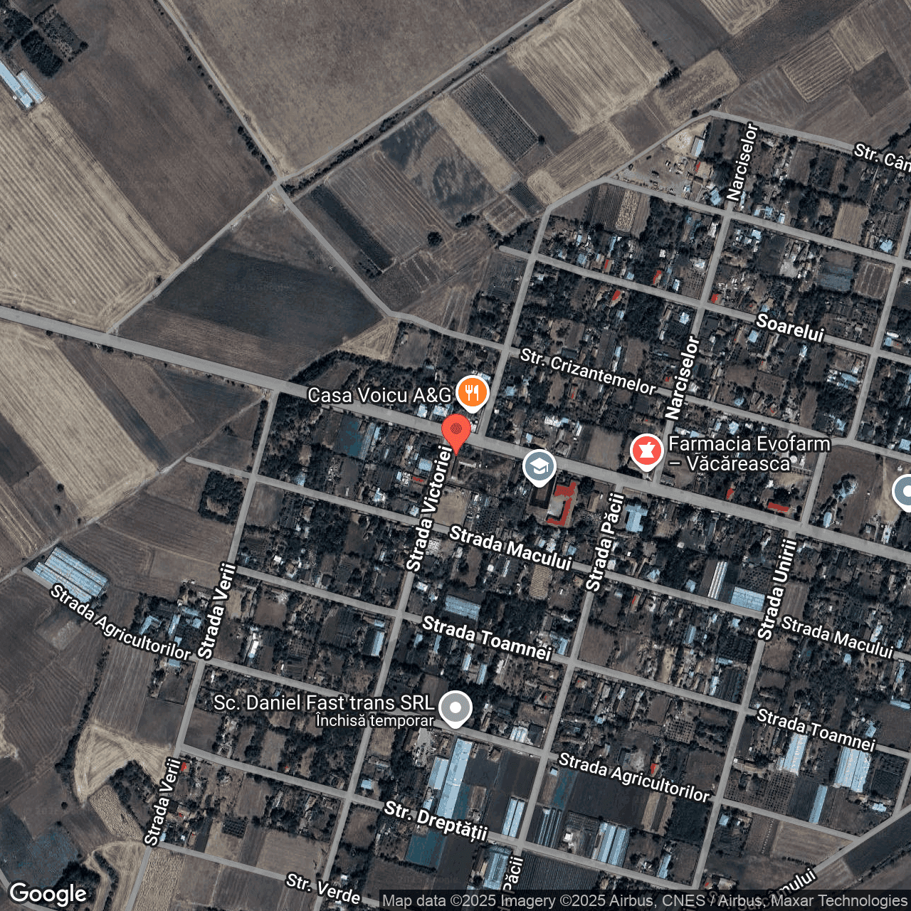 Poza harta hybrid, zoom 16, adresa Comuna Glodeanu-Siliștea, Sat Văcăreasca, , judetul