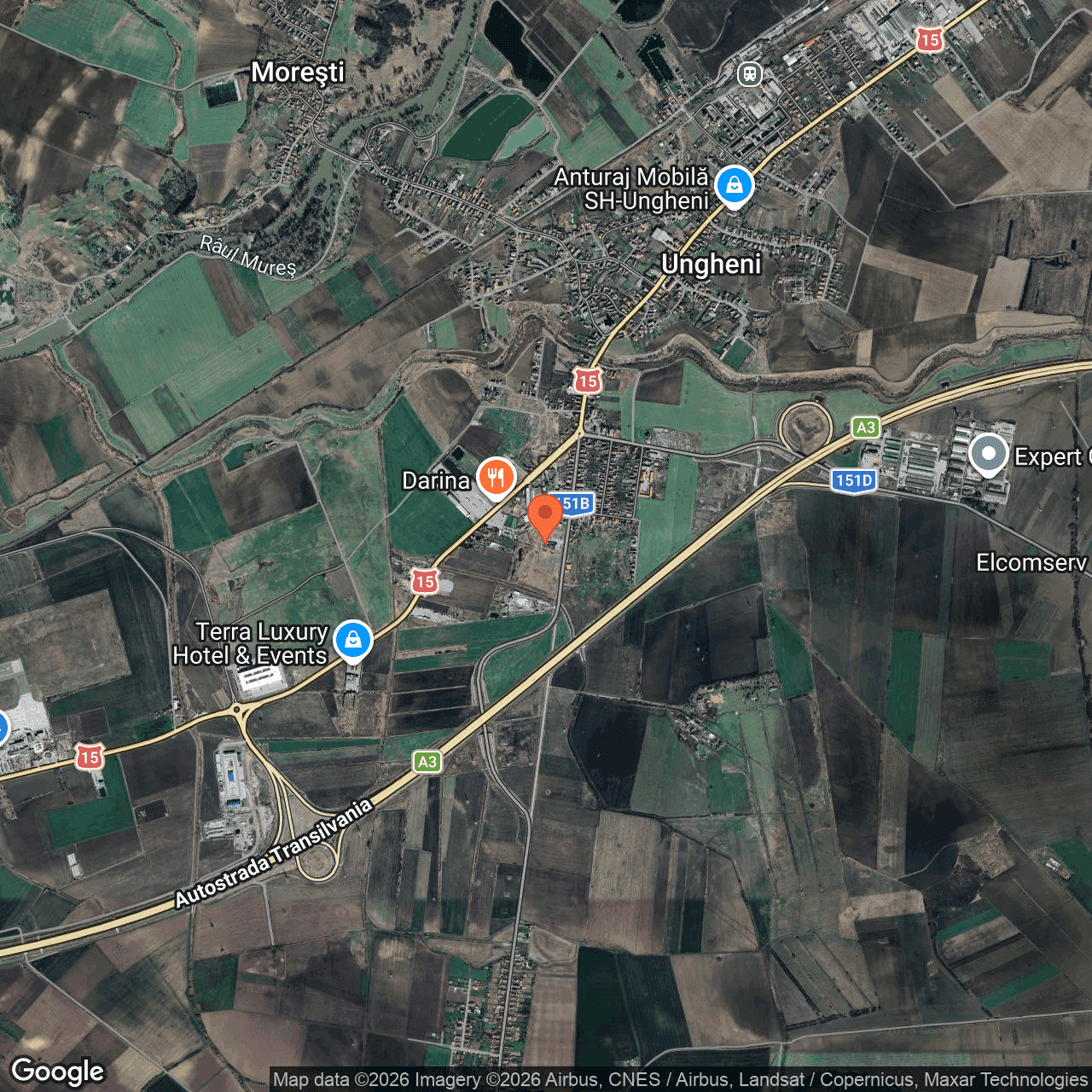 Poza harta hybrid, zoom 14, adresa Ungheni Mures, , judetul