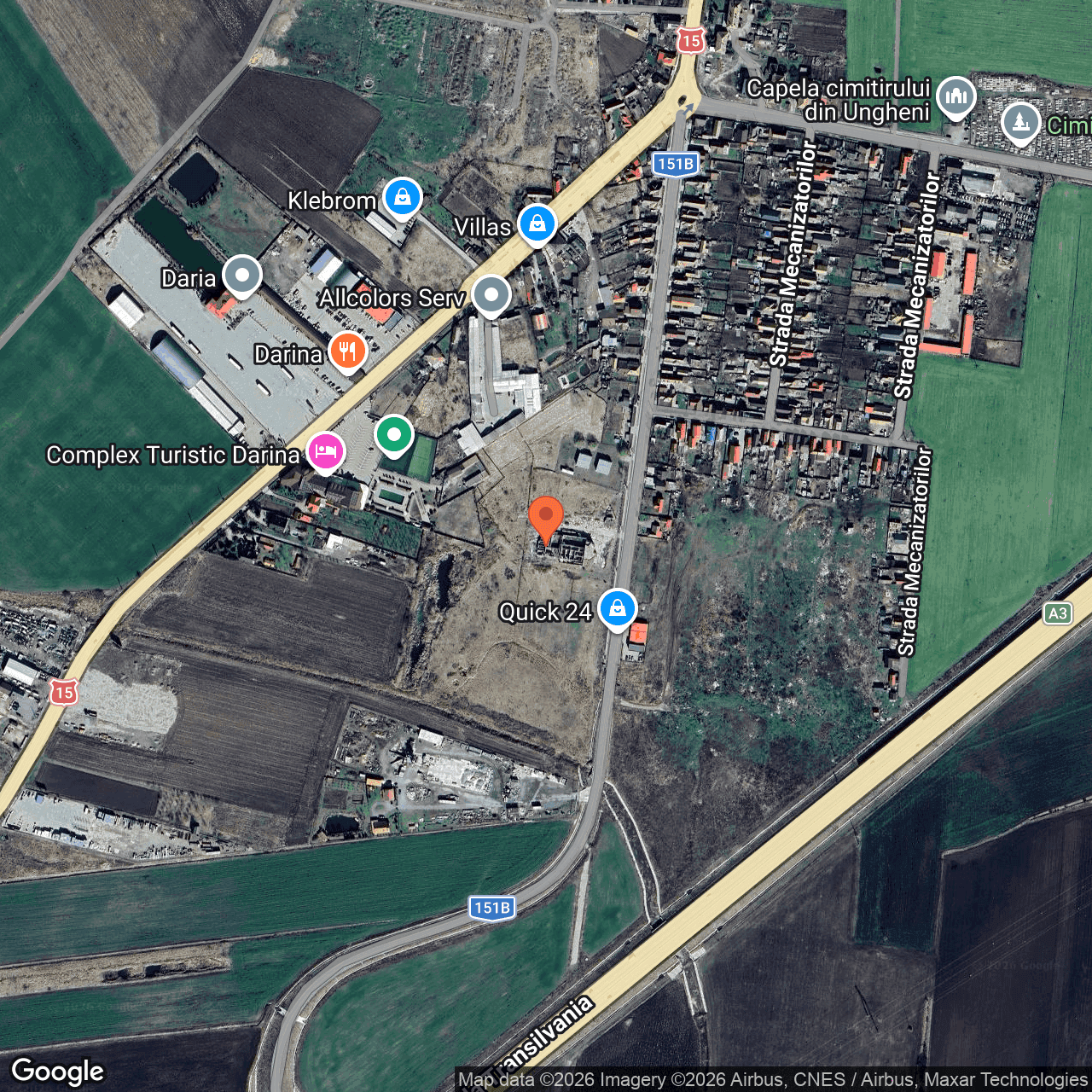 Poza harta hybrid, zoom 16, adresa Ungheni Mures, , judetul