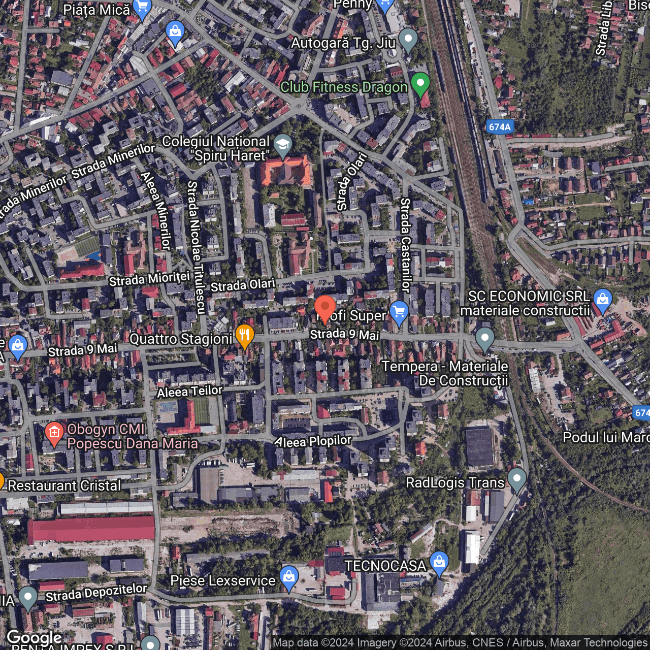 Poza harta hybrid, zoom 16, adresa Tg. Jiu, str. 9 Mai, nr. 89, , judetul