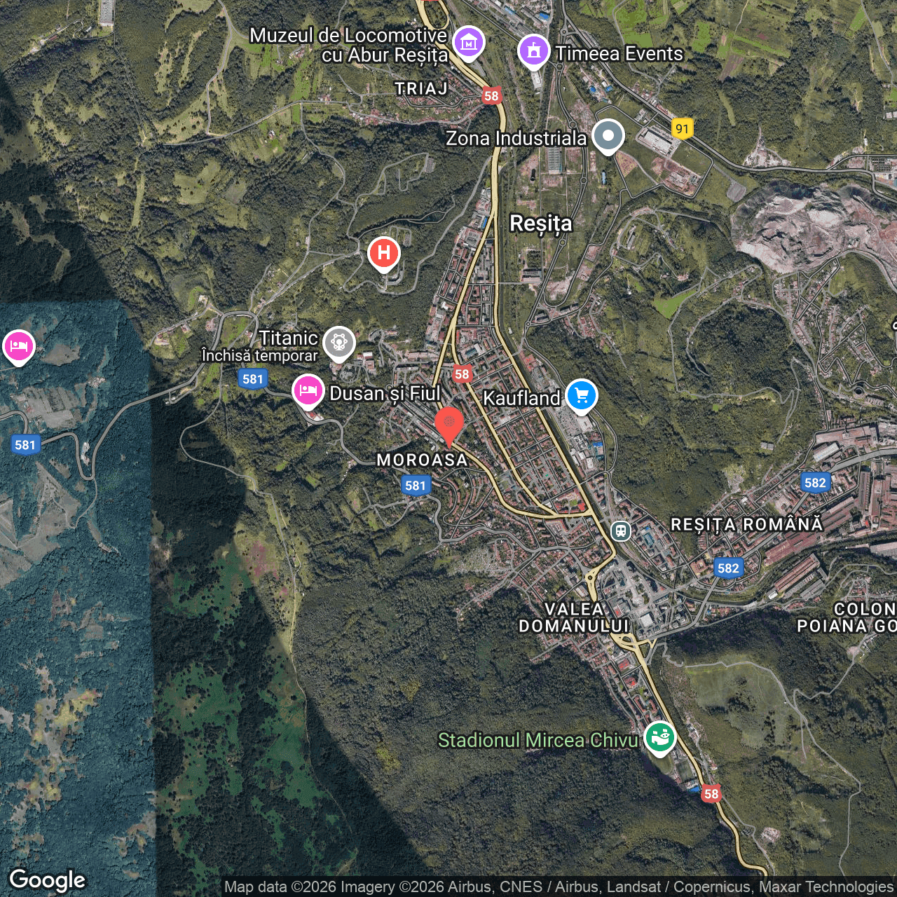 Poza harta hybrid, zoom 14, adresa Str. Petru Maior nr. 26, Reșița, jud. Caraș-Severin, , judetul