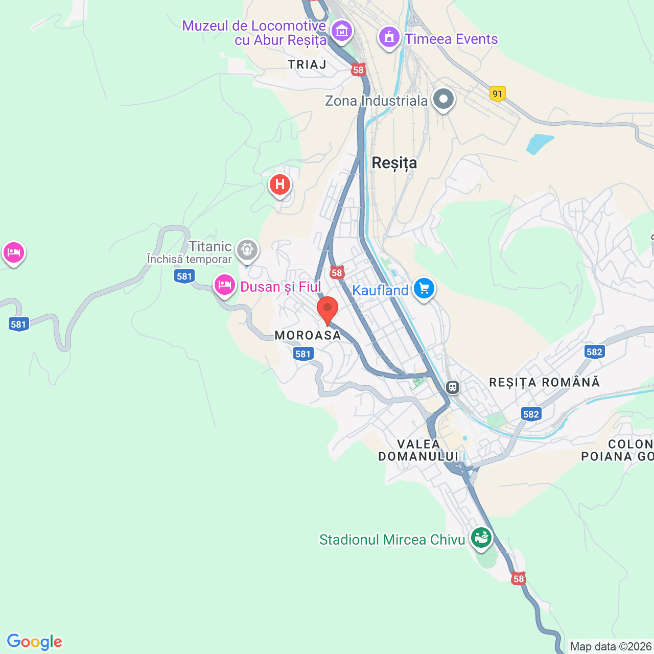 Poza harta streetview, zoom 14, adresa Str. Petru Maior nr. 26, Reșița, jud. Caraș-Severin, , judetul