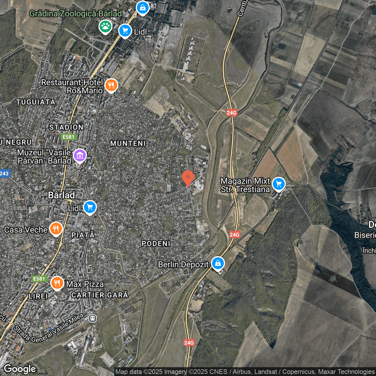 Poza harta hybrid, zoom 14, adresa Barlad, str. Alexandru Vlahuta nr. 128,, , judetul