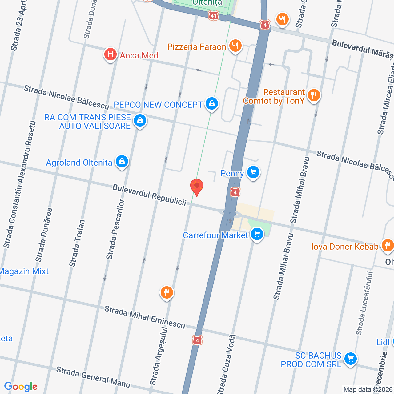 Poza harta streetview, zoom 16, adresa Oltenița, Bd. Republicii, nr. 45-47, Jud. Călărași, , judetul