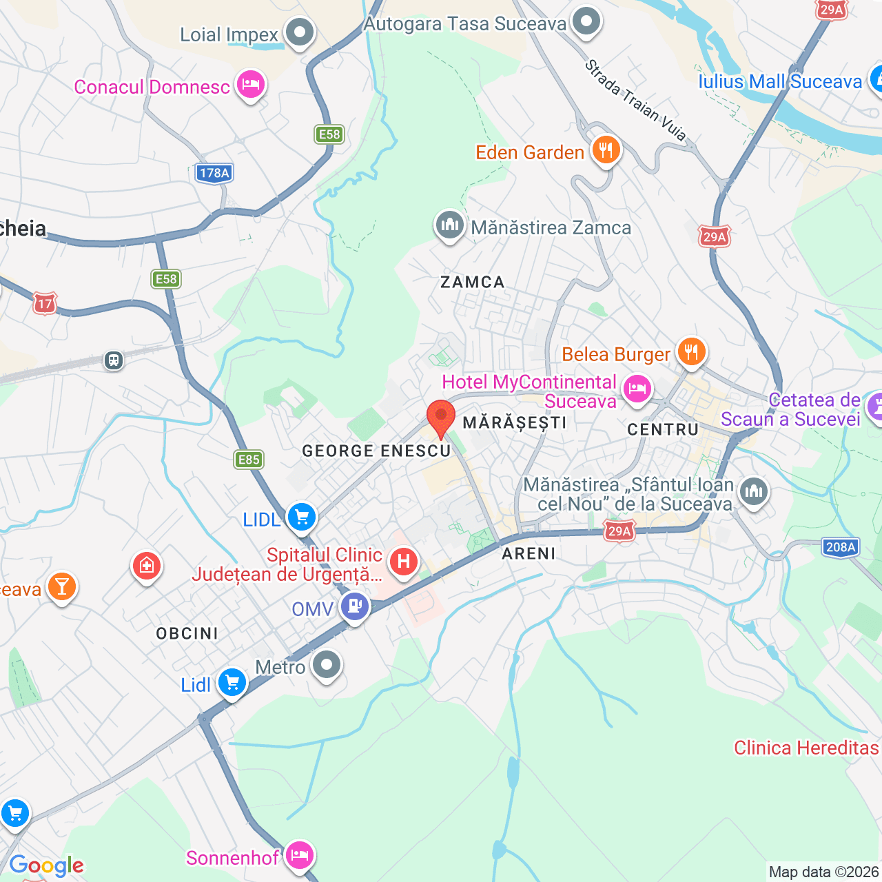Poza harta streetview, zoom 14, adresa Strada Universtitatii Suceava, , judetul
