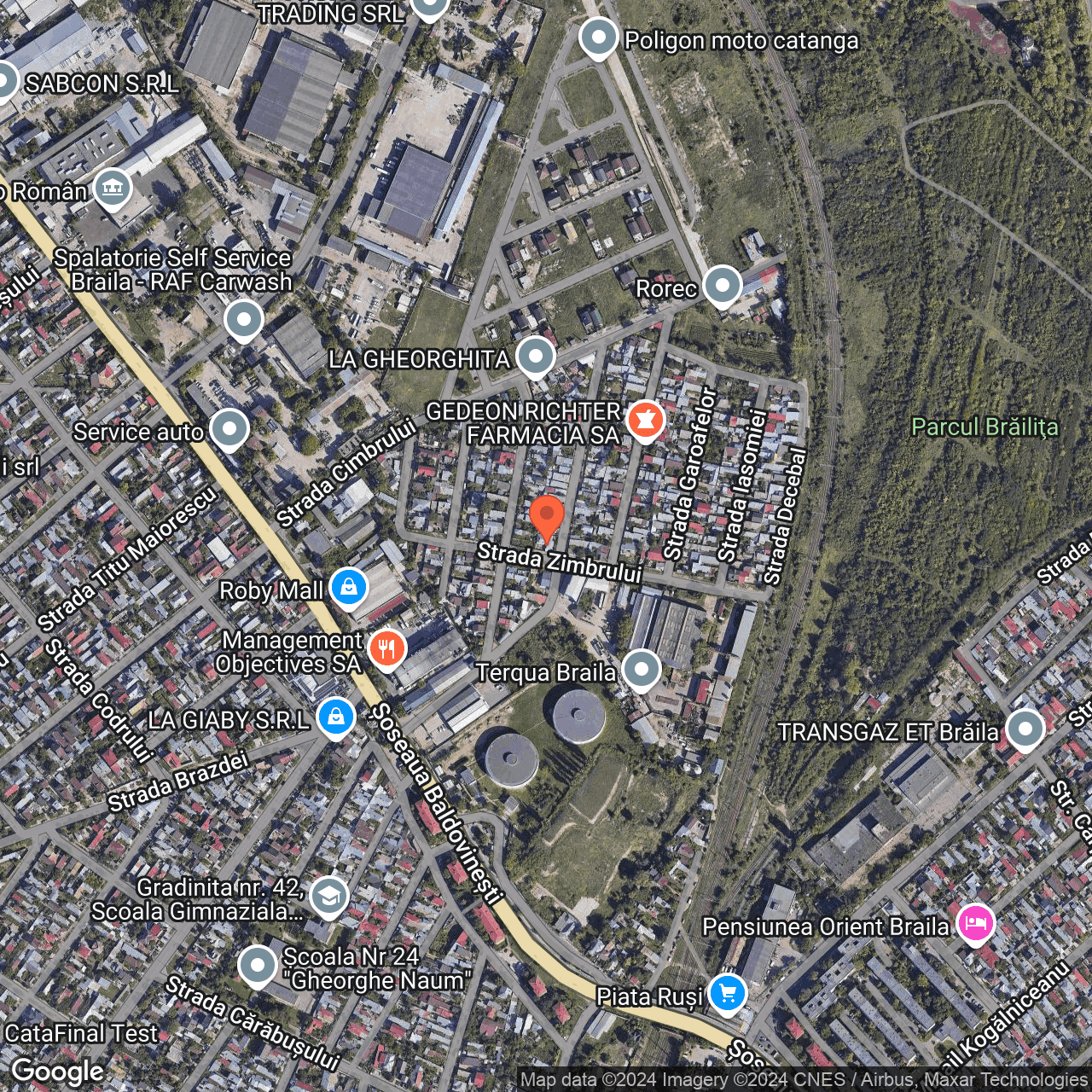 Poza harta hybrid, zoom 16, adresa Braila, Str Olteniei, Nr.1, , judetul