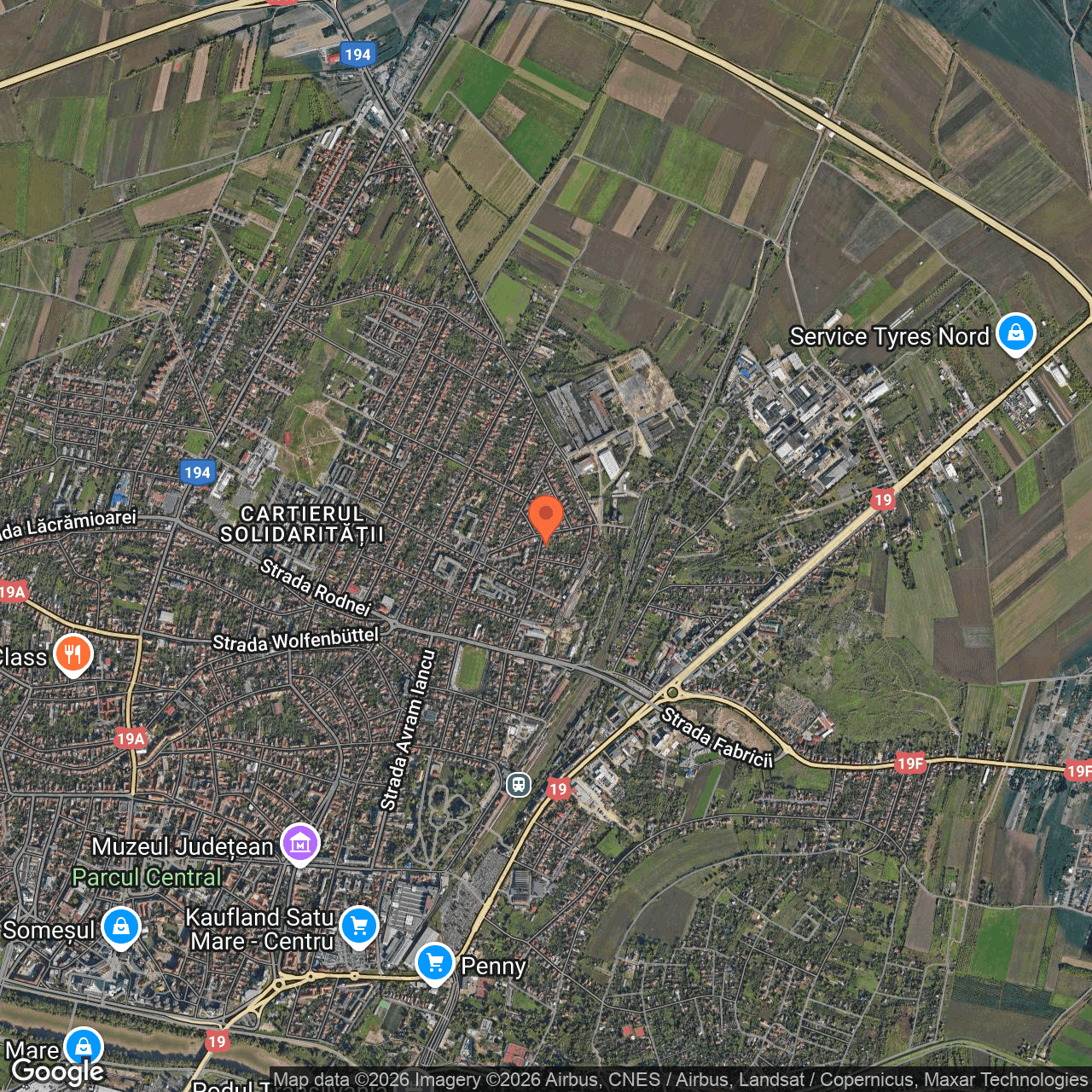 Poza harta hybrid, zoom 14, adresa Satu Mare, strada Grigore Ureche, nr. 71, , judetul