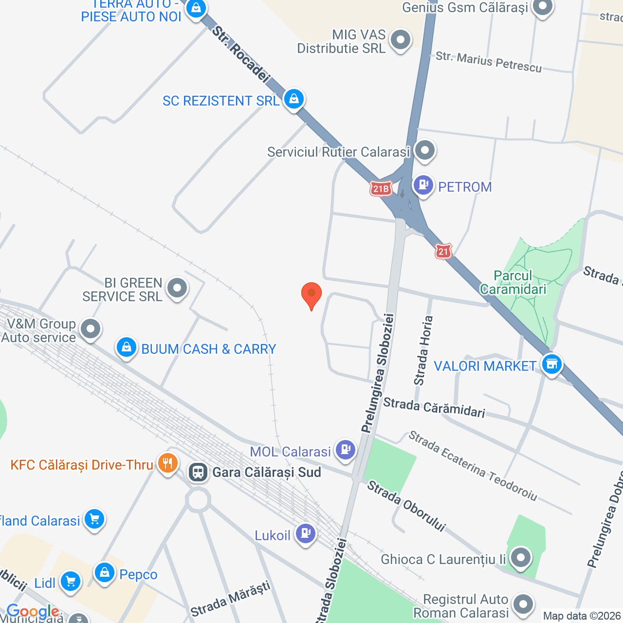 Poza harta streetview, zoom 16, adresa Călărași, Strada Prelungirea Sloboziei Nr. 1, , judetul