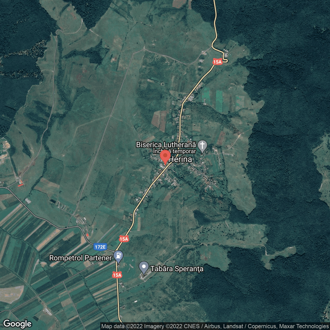 Poza harta hybrid, zoom 14, adresa Herina, judetul Bistrita Nasaud