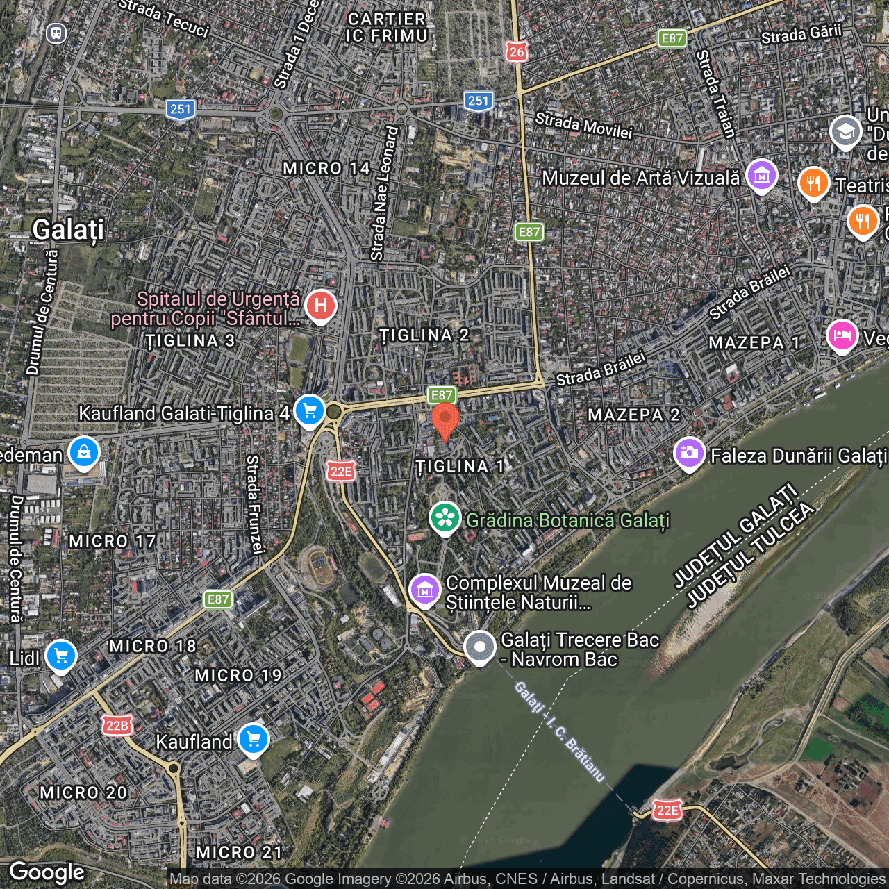 Poza harta hybrid, zoom 14, adresa Galati, strada Regimentul 11 Siret, , judetul