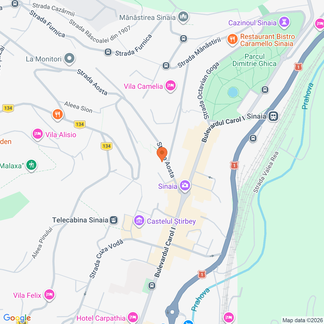 Poza harta streetview, zoom 16, adresa Sinaia, Strada Aosta 5b, judetul Prahova., , judetul