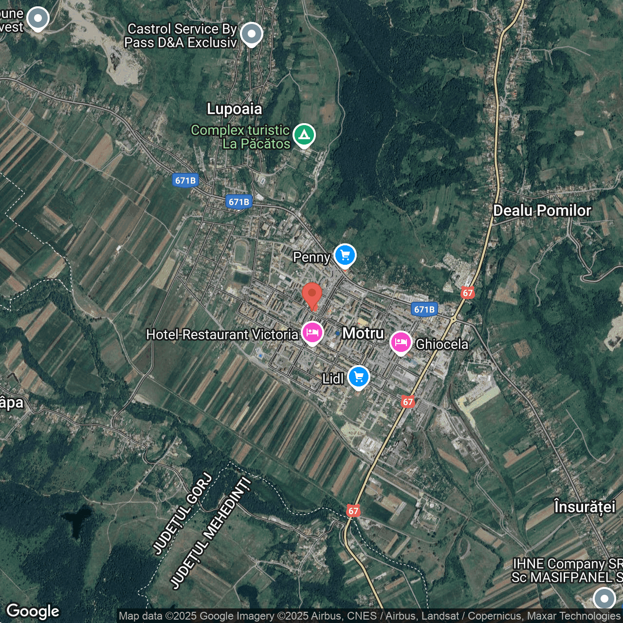 Poza harta hybrid, zoom 14, adresa Motru, strada Tineretului, nr. 2A, , judetul