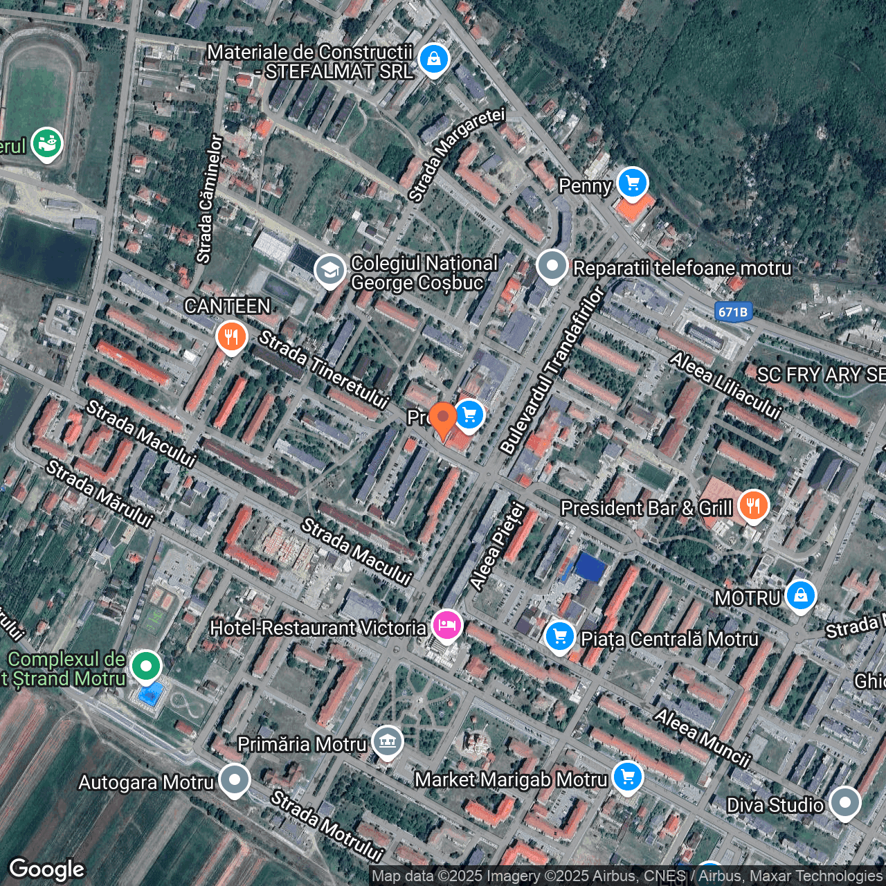 Poza harta hybrid, zoom 16, adresa Motru, strada Tineretului, nr. 2A, , judetul