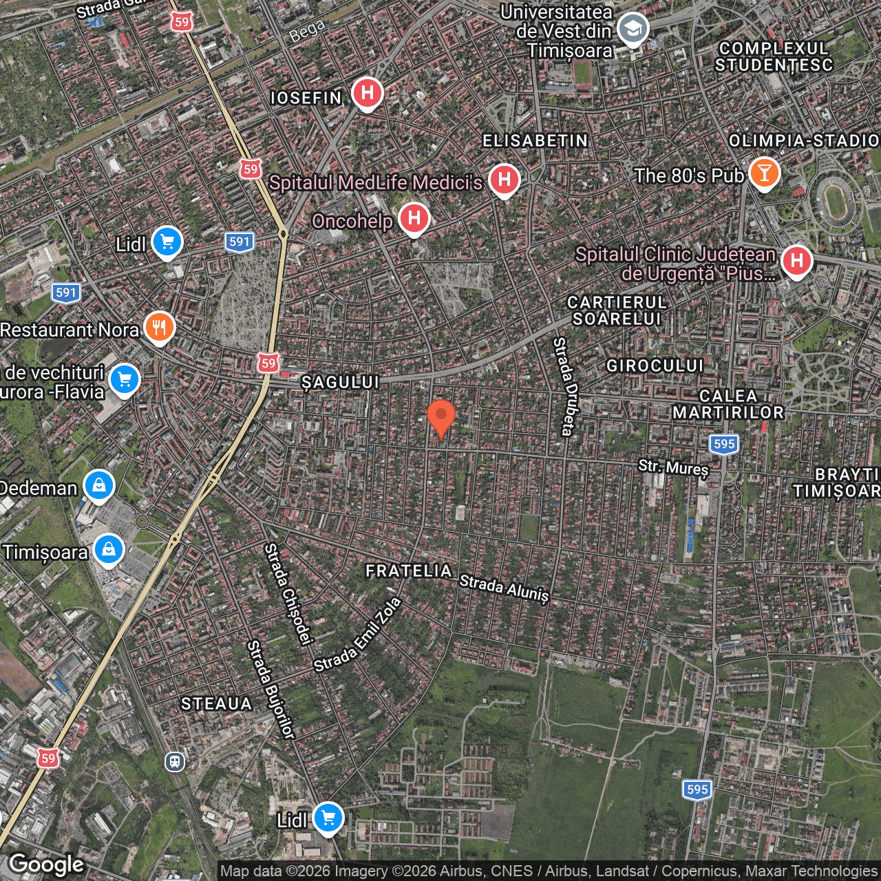 Poza harta hybrid, zoom 14, adresa Timișoara, str. Mureș nr. 41, jud. Timis, , judetul