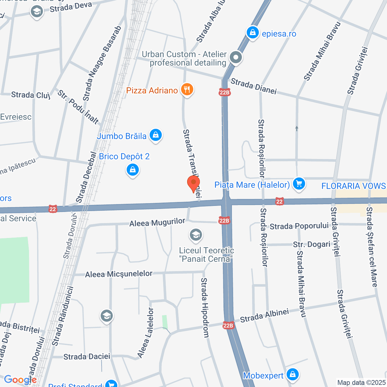 Poza harta streetview, zoom 16, adresa Braila, str. Transilvaniei nr. 1, , judetul