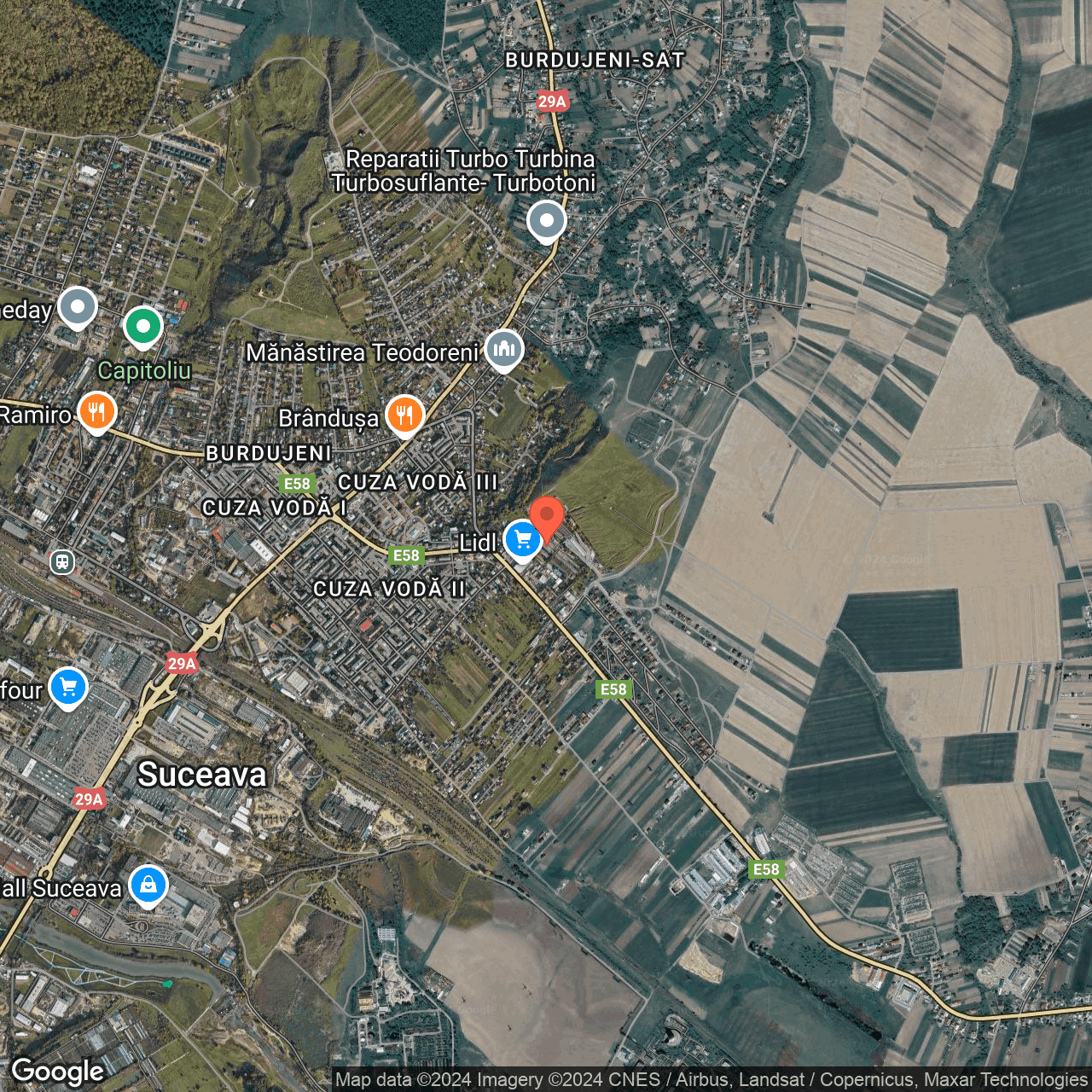 Poza harta hybrid, zoom 14, adresa Suceava, Str. Cuza Voda, nr. 59H, , judetul